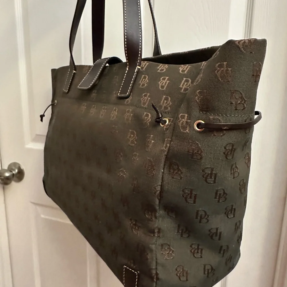 Dooney & Bourke Olive and Brown Monogram Tote/Laptop/Computer Bag/Tote